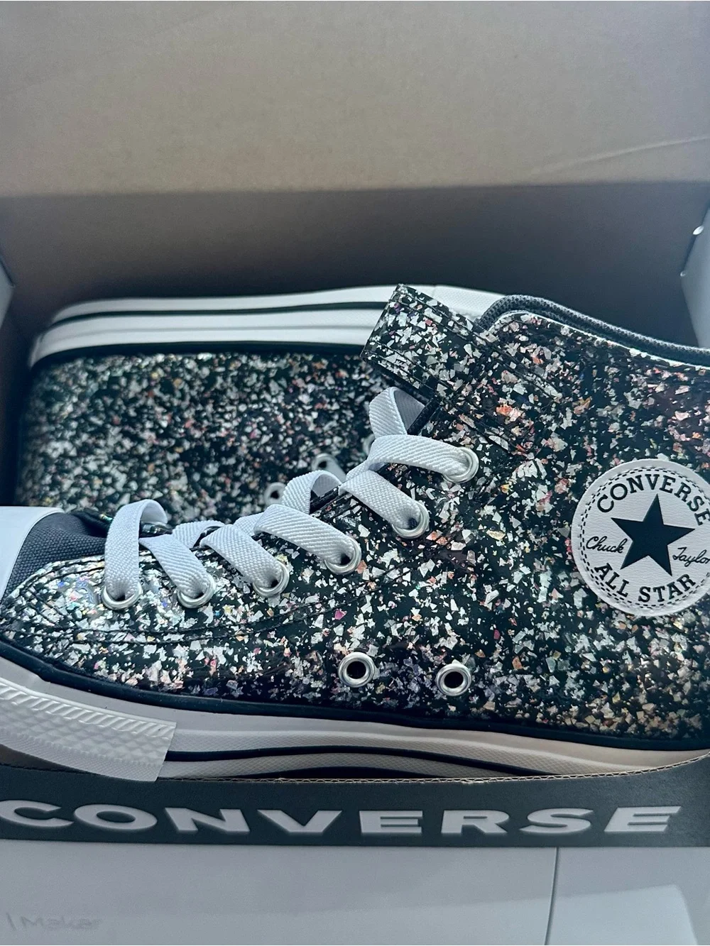 Converse Kids Chuck Taylor All Star High Tops Sz 3 - Black Glitter NEW IN BOX